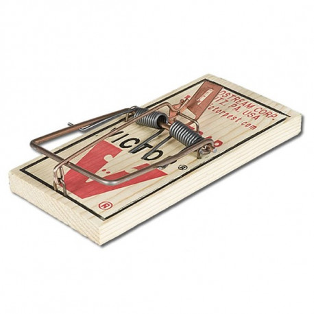 Dřevěná past na potkany s kovovým pedálem